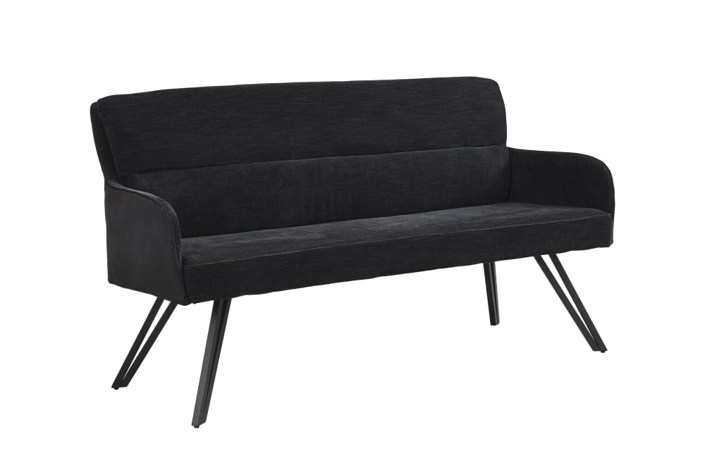 ByLiving Bank, Microfaser schwarz, B 160, H 94, T 67 cm style modern - Mikrofaser