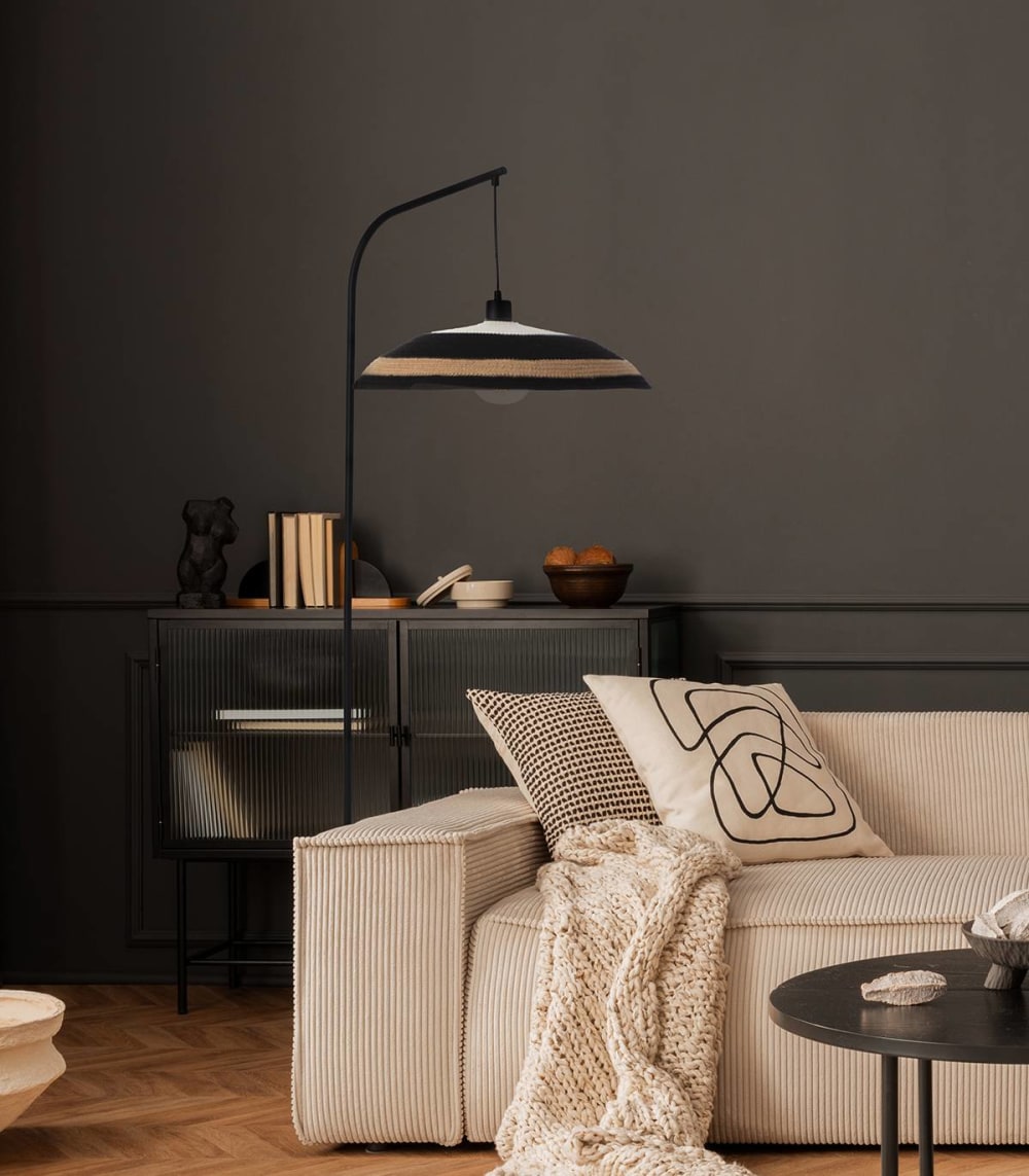 Lampadaire en métal beige, h. 170 cm — vue 3