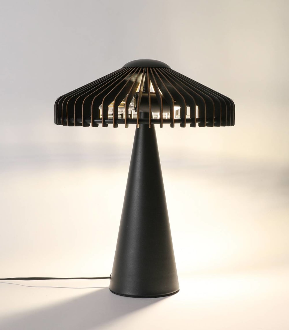 Lampe en bois / liège noir, h. 38,5 cm — vue 3