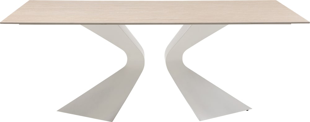 Table à manger 8 personnes en grès et acier gris L200