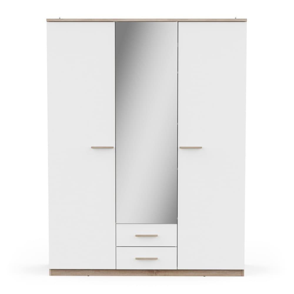 Armoire 3 portes et 2 tiroirs - Blanc