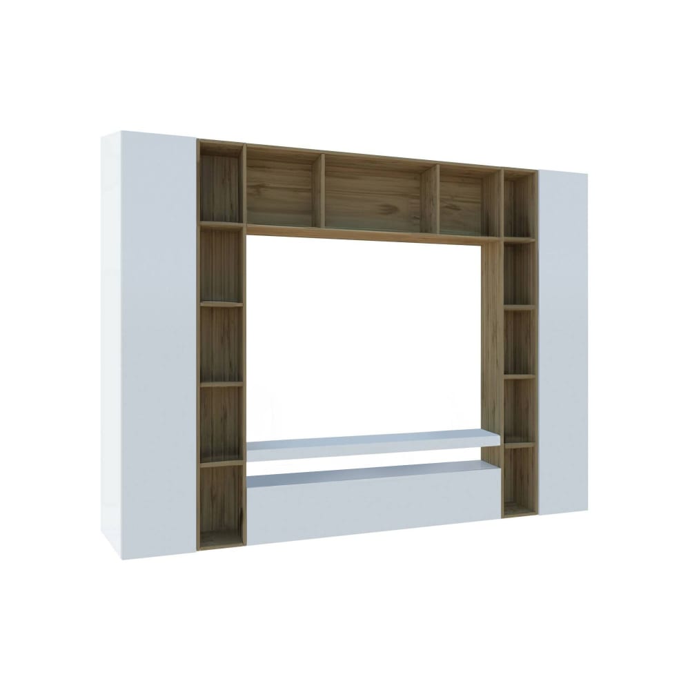 Meuble TV en Bois Noble Blanc Brillant