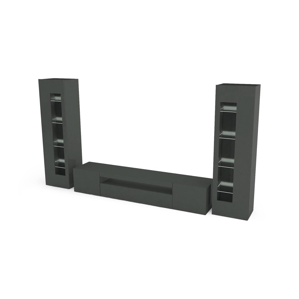 Meuble TV en Bois Noir Antracite Brillant