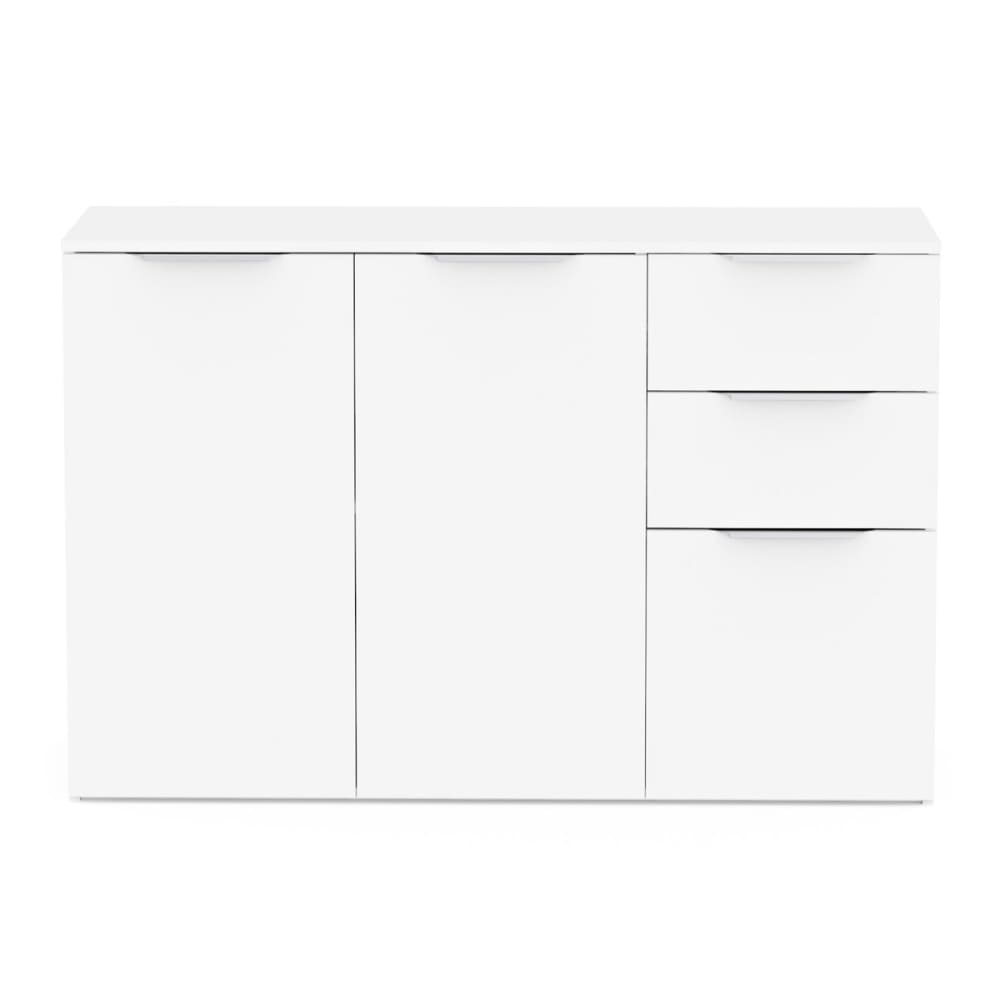 Buffet 3 portes et 2 tiroirs blanc mat L119,5 cm