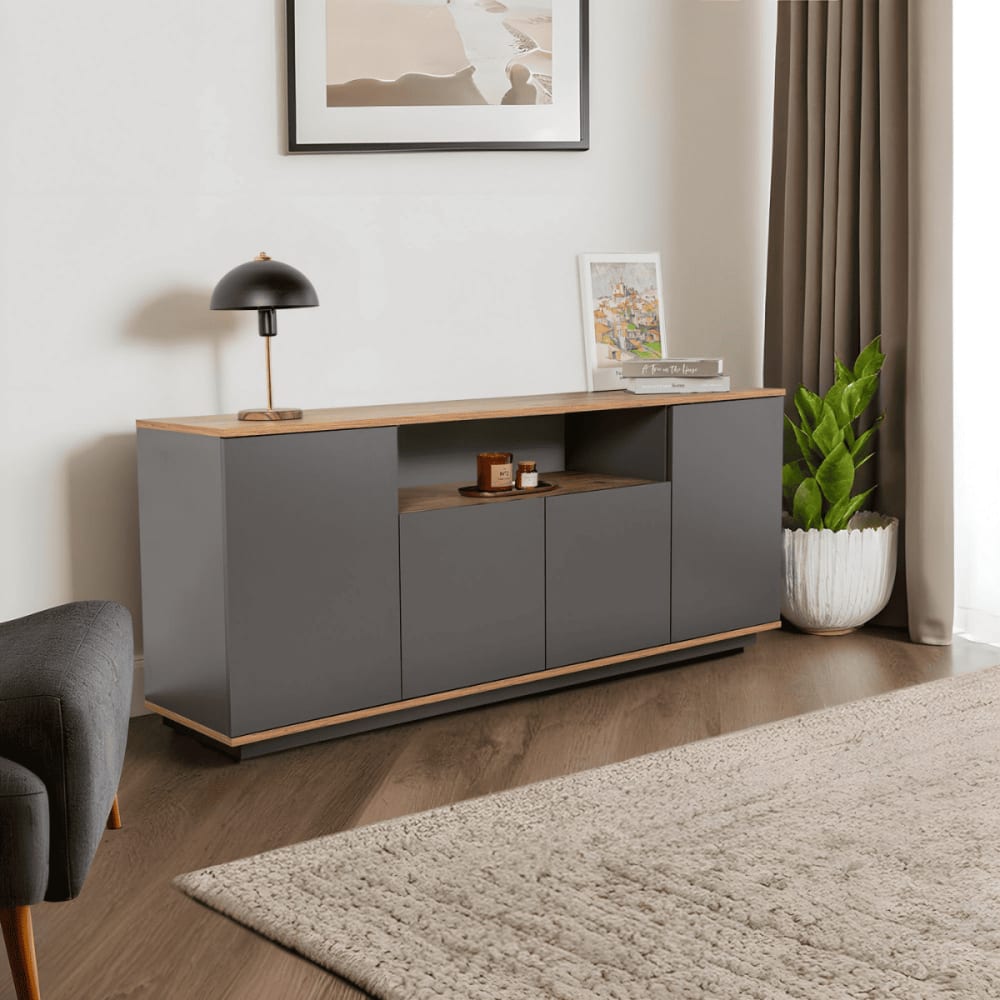 Buffet mit 4 Türen und 1 zentraler Nische L180 cm - - Maisons Du