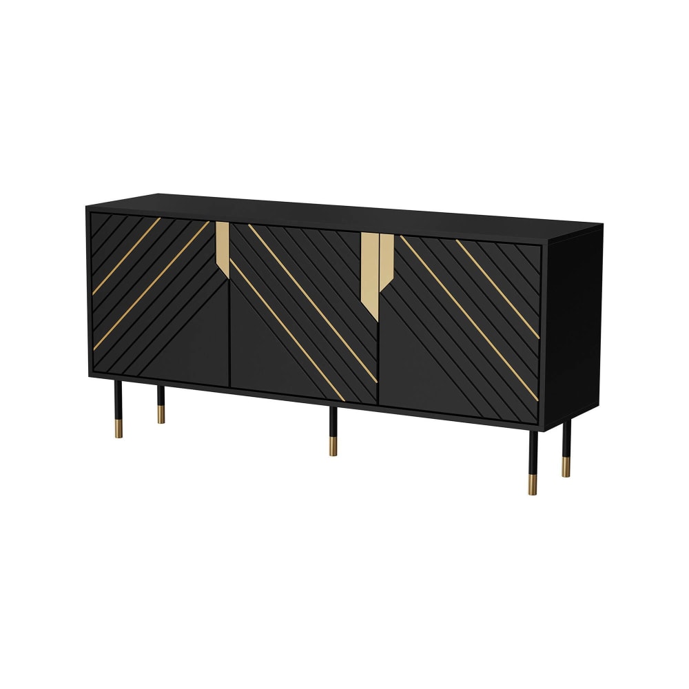 Buffet en bois noir 154x40x72 cm