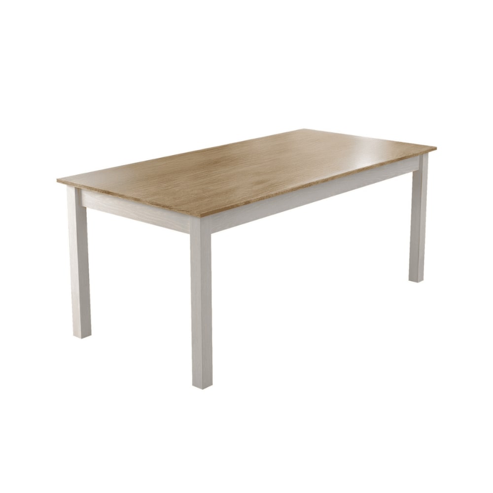 Calicosy Esstisch Dekor Holz und weiße Beine L180 cm Beige Spanplatte