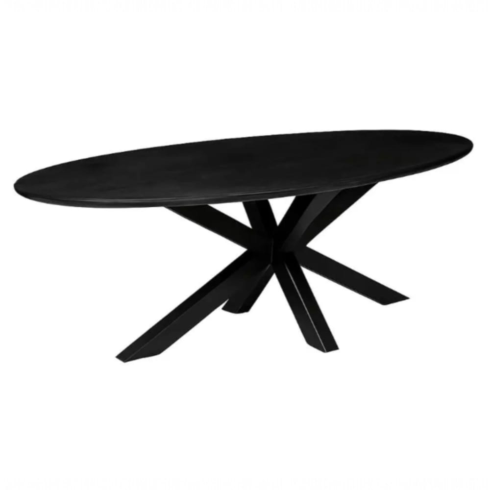 Table à manger ovale en bois noir 210 cm