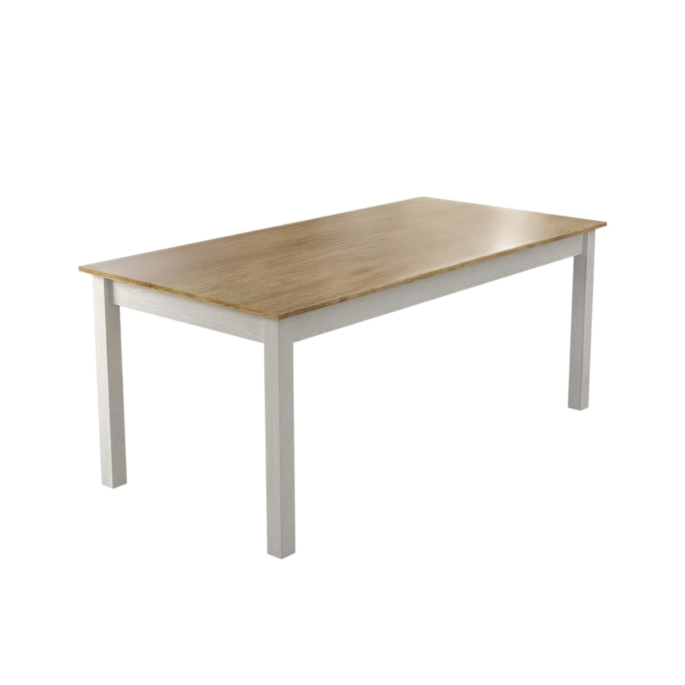 Table à manger 180 cm blanche - plateau bois clair