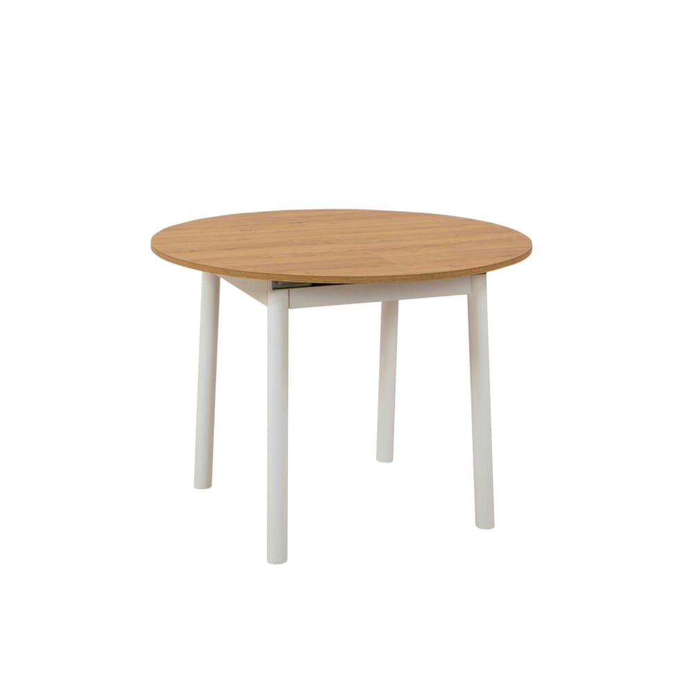 Table extensible ronde décor bois/blanc Ø100 cm