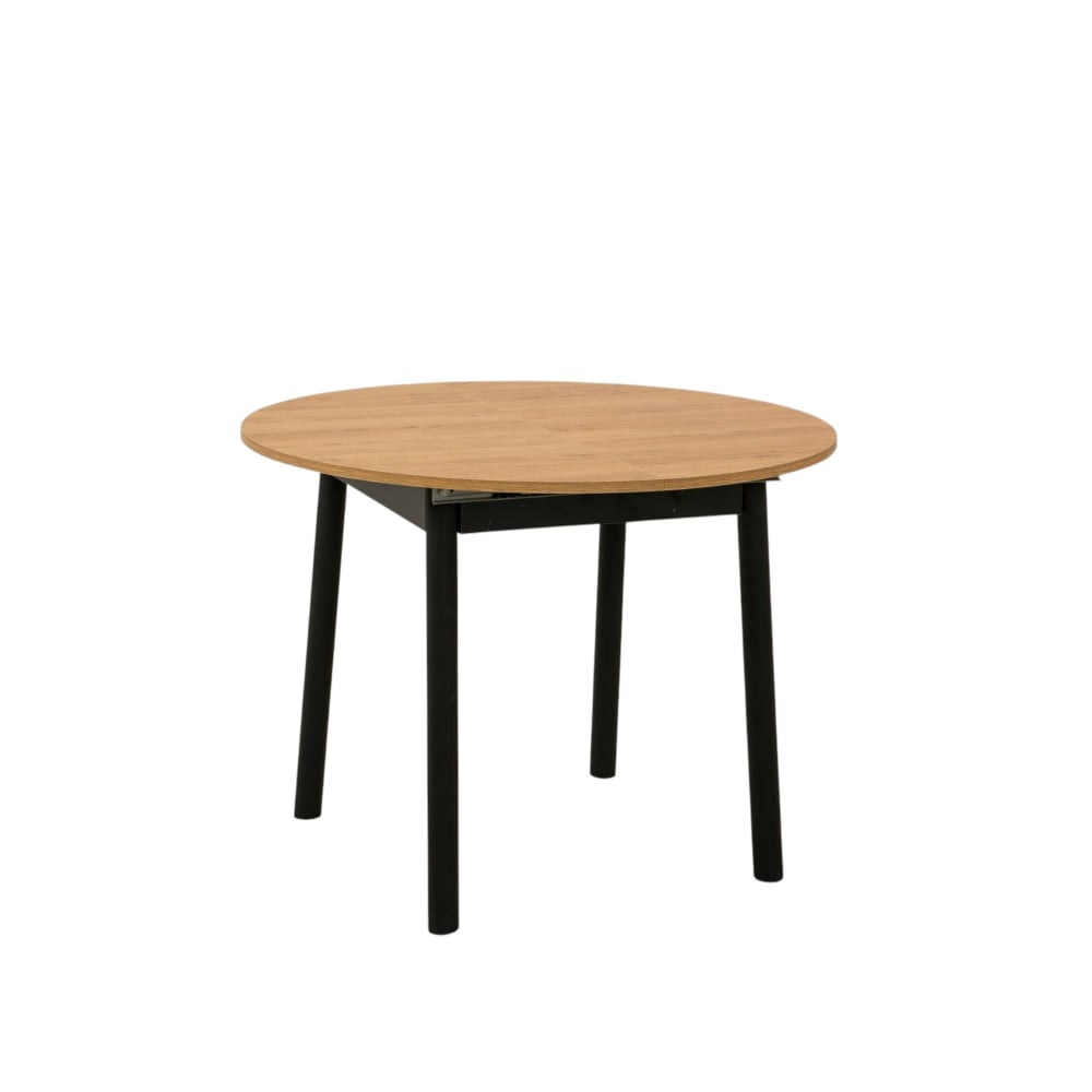 Table extensible ronde décor bois/noir Ø100 cm