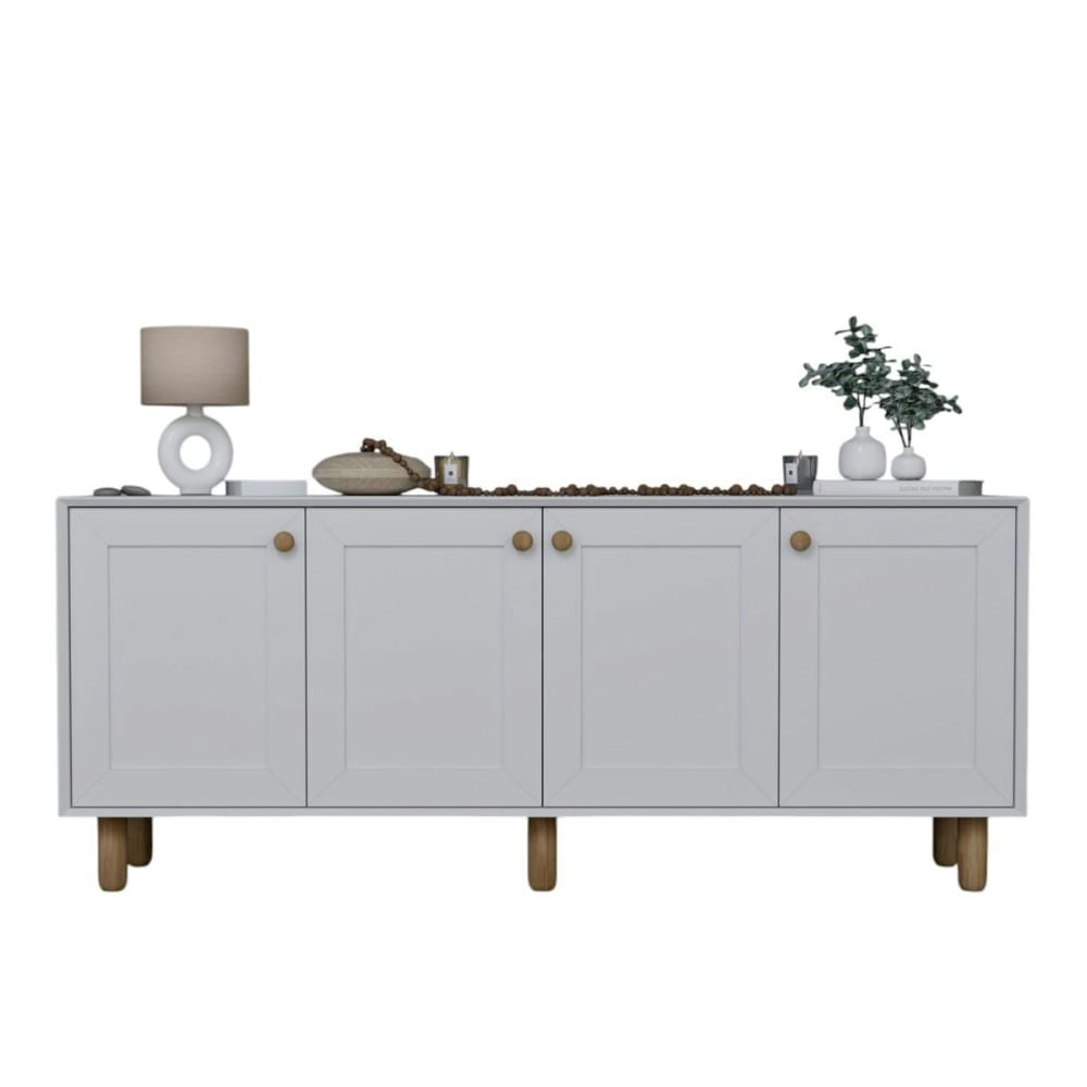 Buffet blanc 4 portes L180 cm moderne