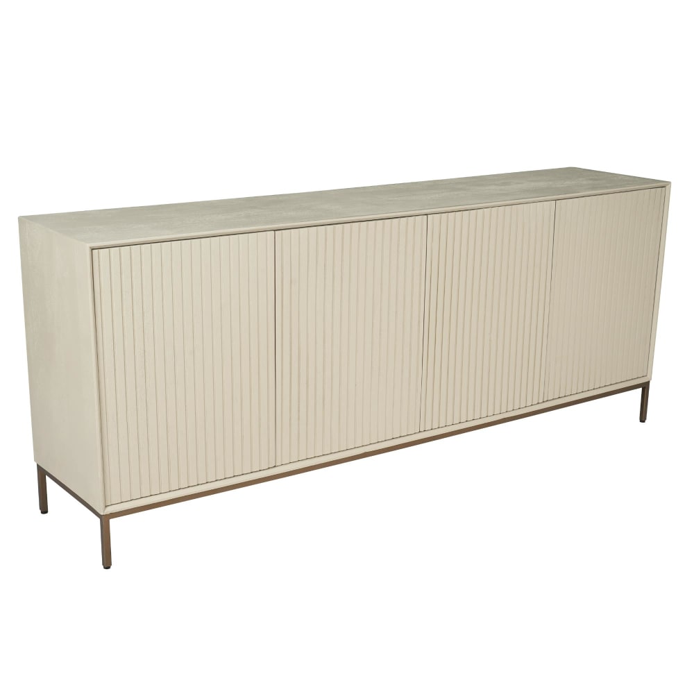 Buffet beige 4 portes rainurées en bois 210 cm