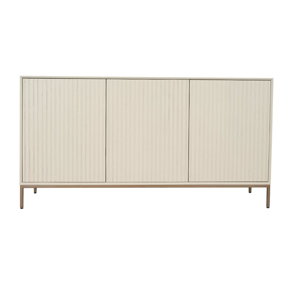 Buffet en bois beige 3 portes rainurées 165 cm
