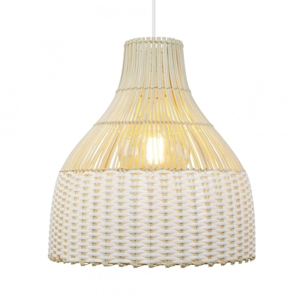 Suspension en rotin blanc