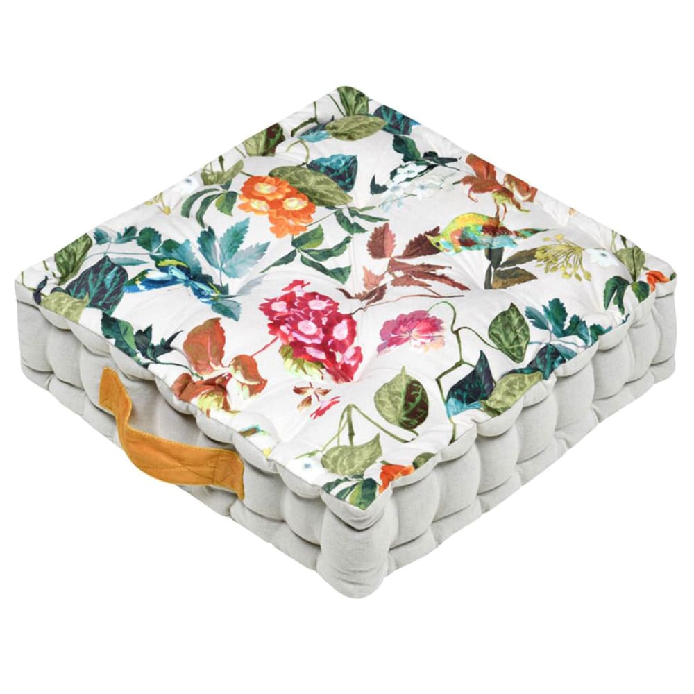 Coussin de sol fleuri blanc 40 cm