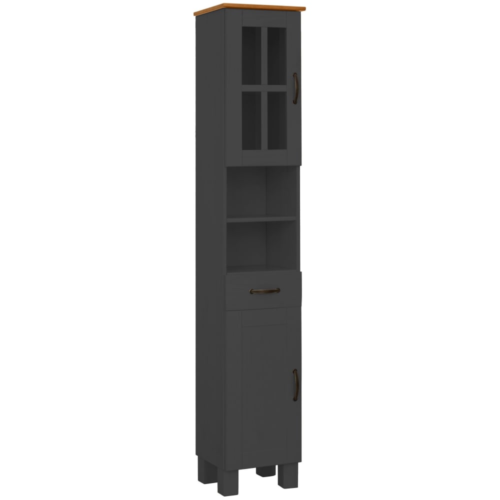 Meuble colonne de salle de bain avec 2 portes 1 tiroir anthracite