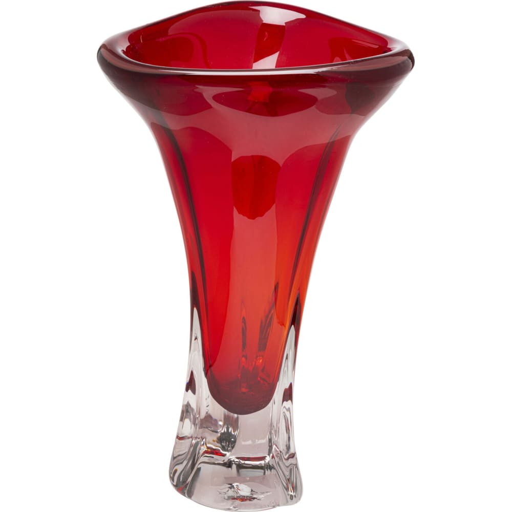 Vase en verre rouge