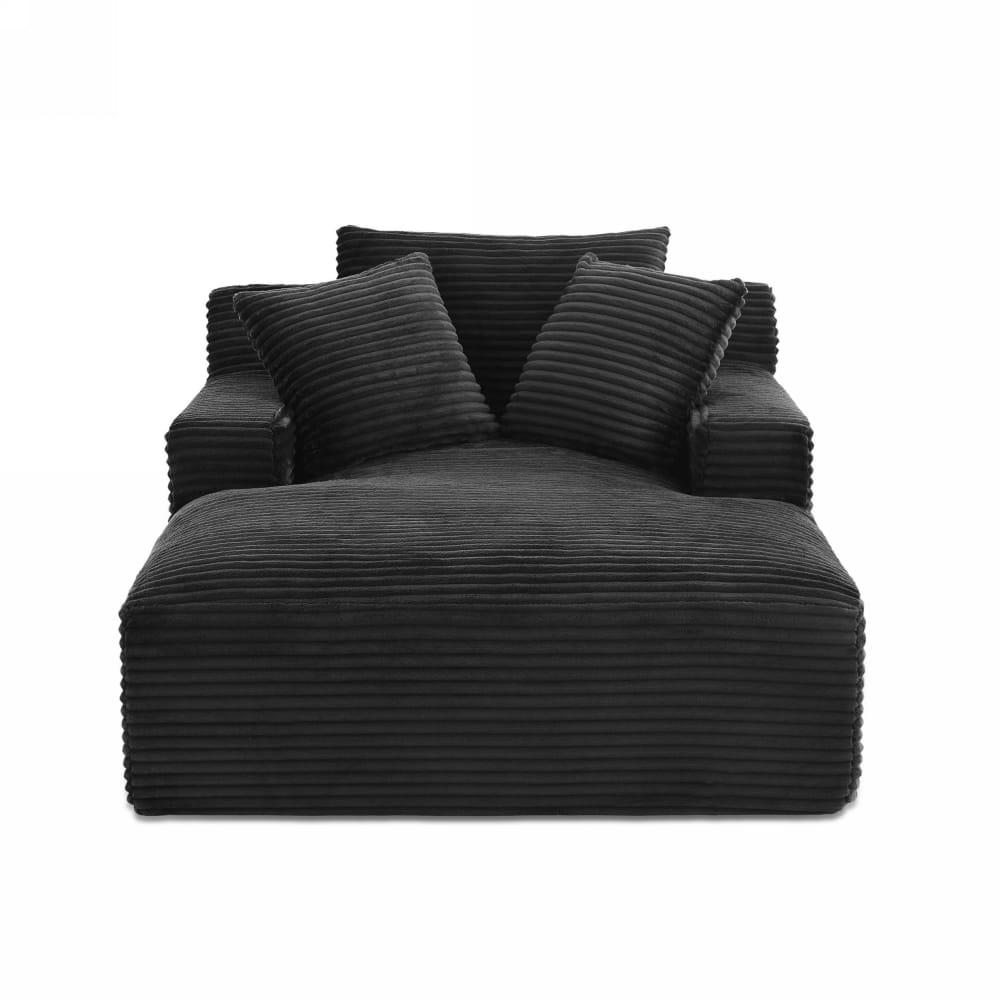 Canapé profond droit et compressé velours côtelé 1 place noir