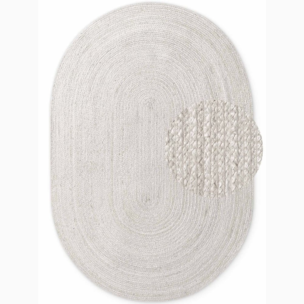 Tapis Ovale en Jute Blanc 160x230cm