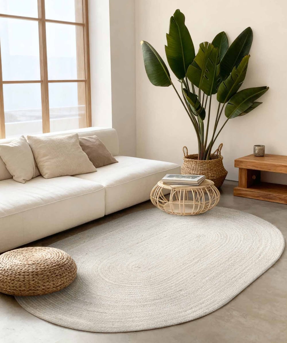 Tapis Ovale en Jute Blanc 160x230cm — vue 4