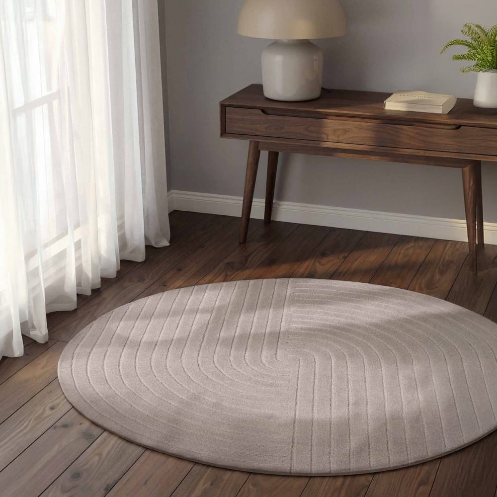 Tapis rond en laine tuftée main Gris 120cm