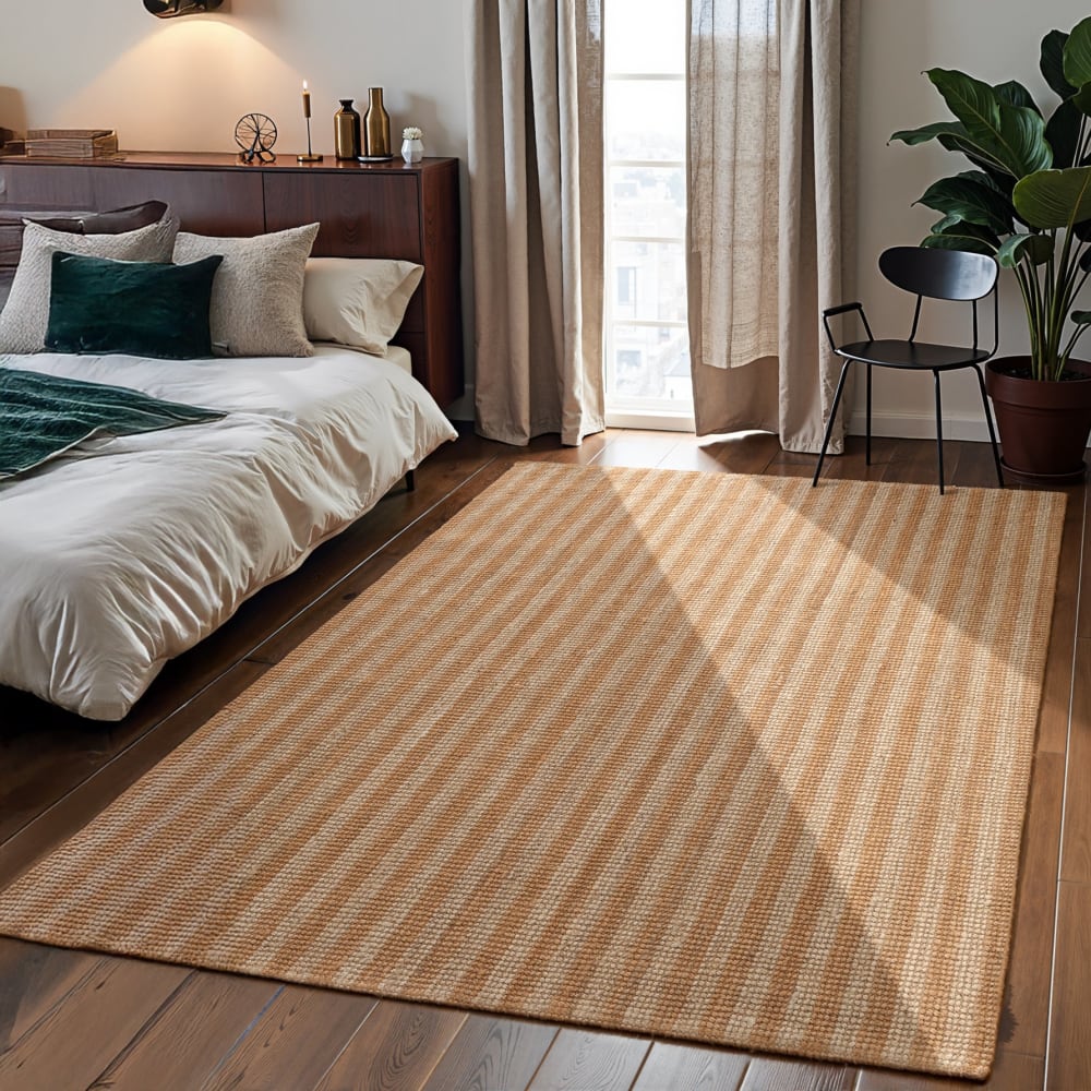 Tapis en jute naturelle bouclée doré et ecru 200x300cm — vue 3