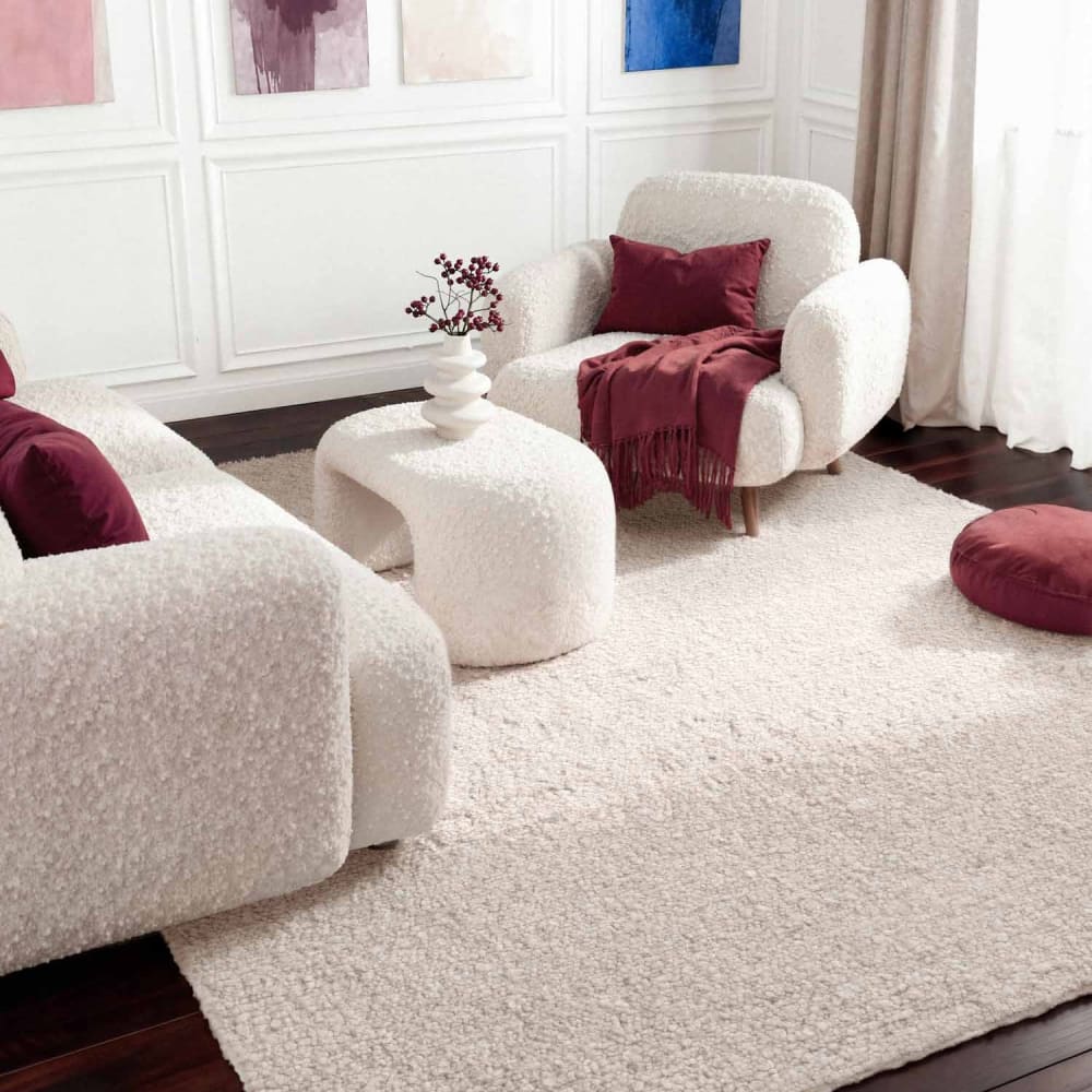 Tapis bouclés à poils courts crème 120x170cm — vue 3