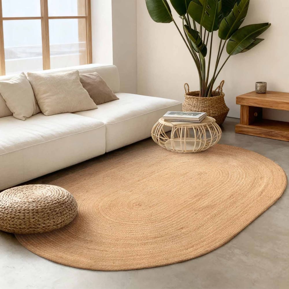 Tapis Ovale en Jute Beige 160x230cm