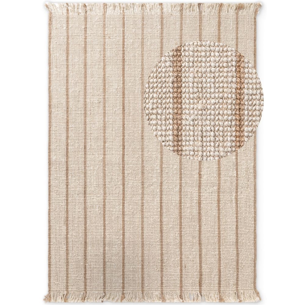 Tapis en jute naturelle à franges Ecru et Or 160x230cm