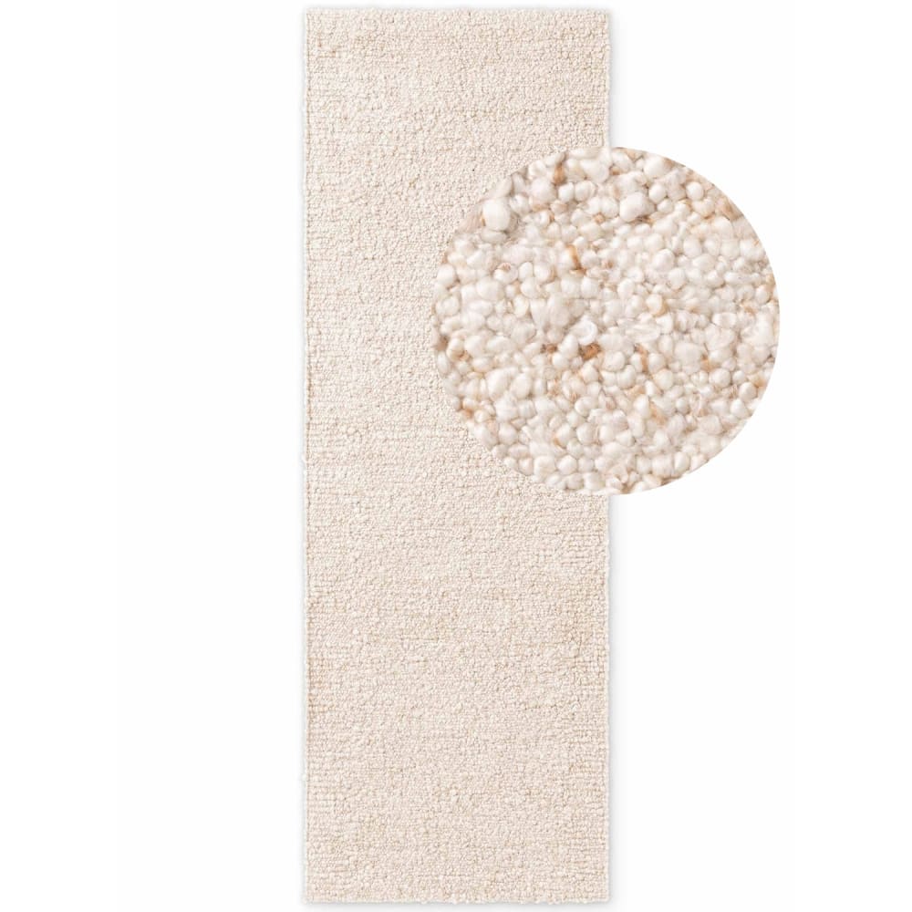 Tapis Bouclés à poils courts Ecru 80x300cm