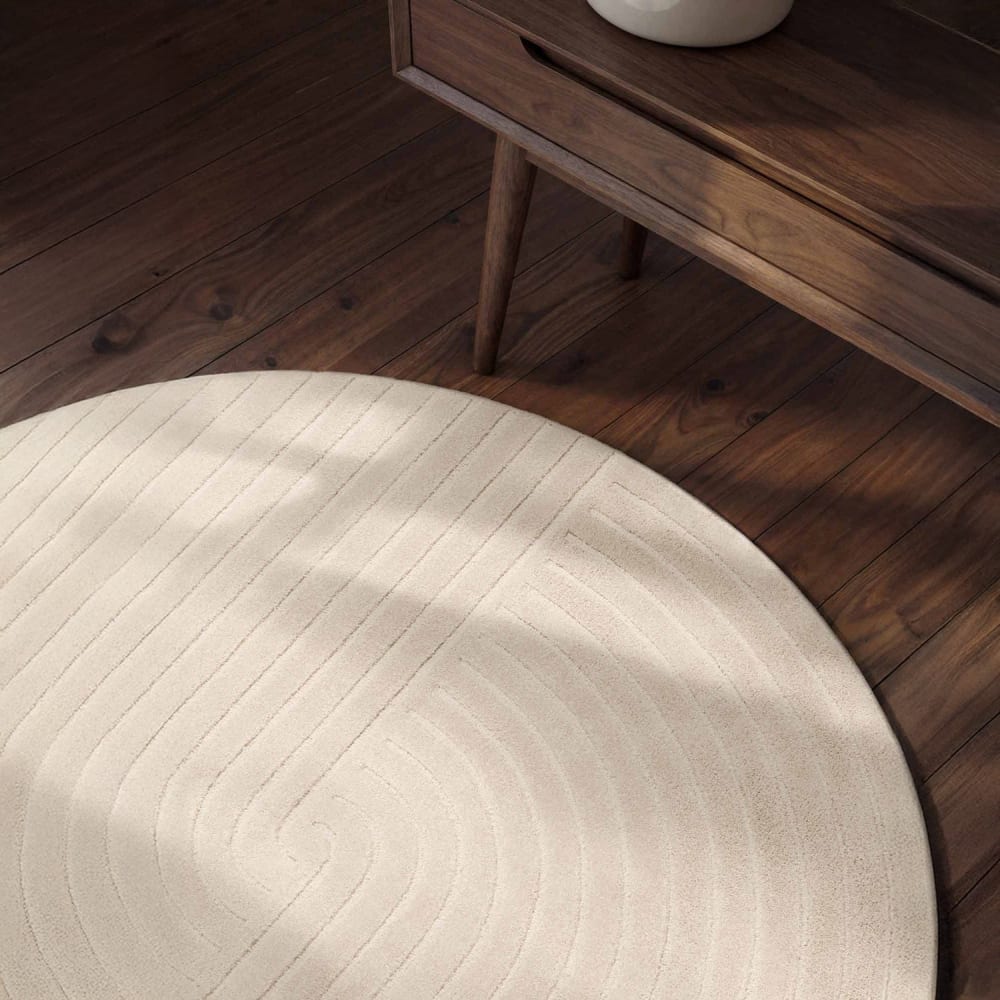 Tapis rond en laine tuftée main crème 200cm — vue 4