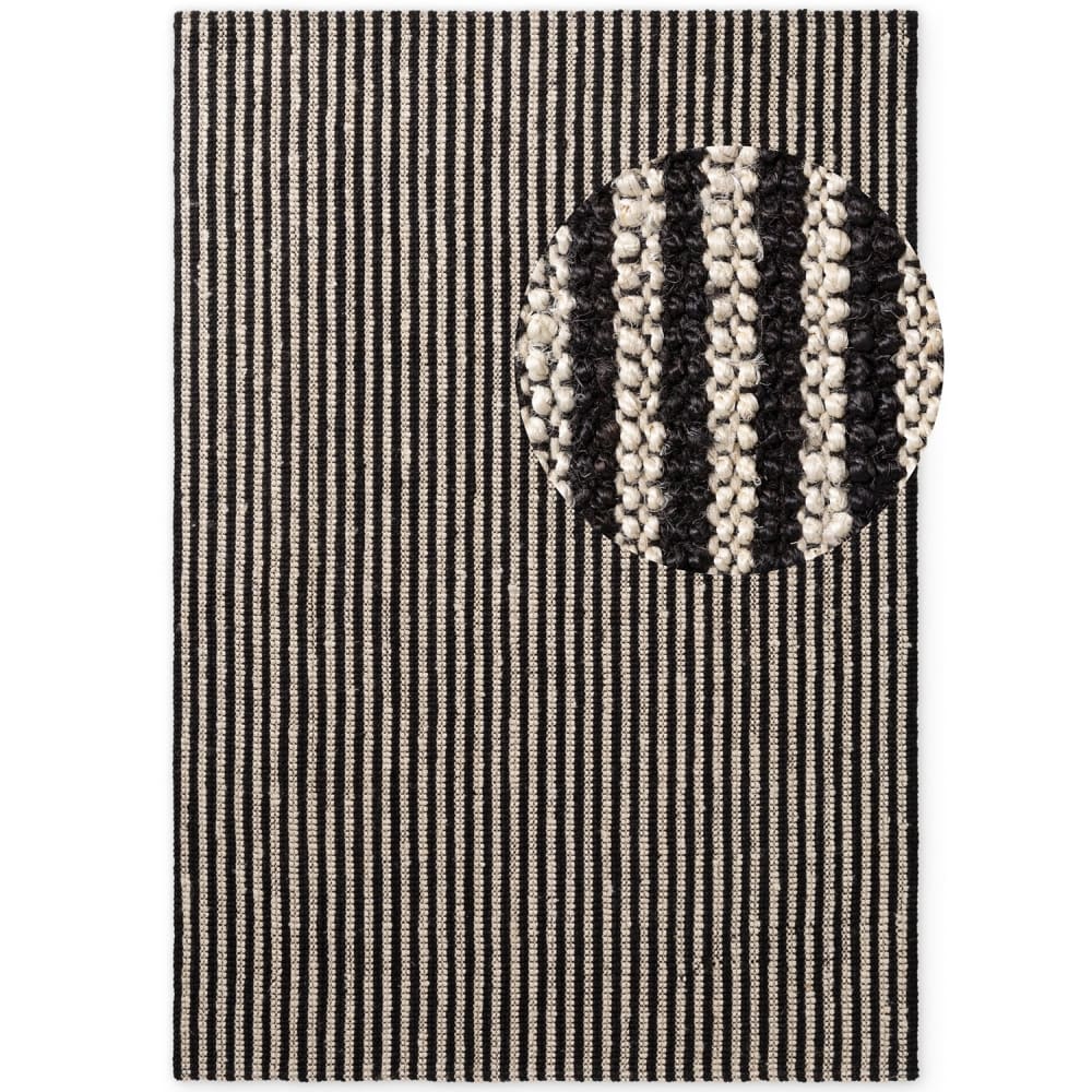 Tapis en jute naturelle bouclée Noir et Blanc 160x230cm