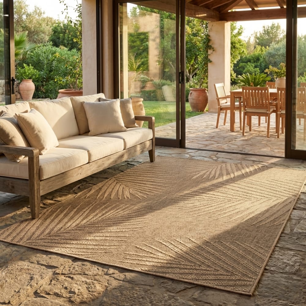 Tapis Aspect jute à motifs palmier 160x230cm