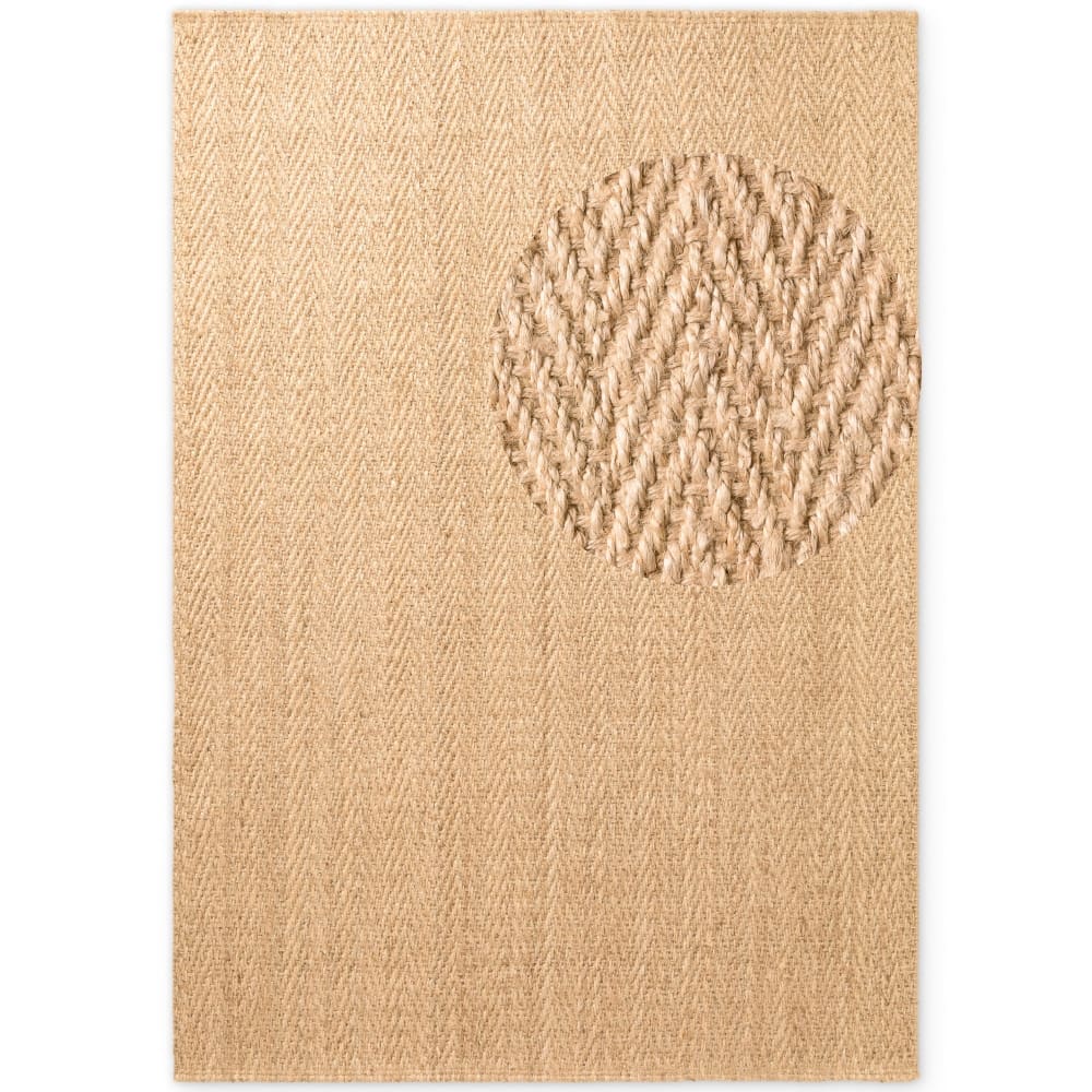 Tapis en Jute 160x230cm à chevrons Fait Main Beige
