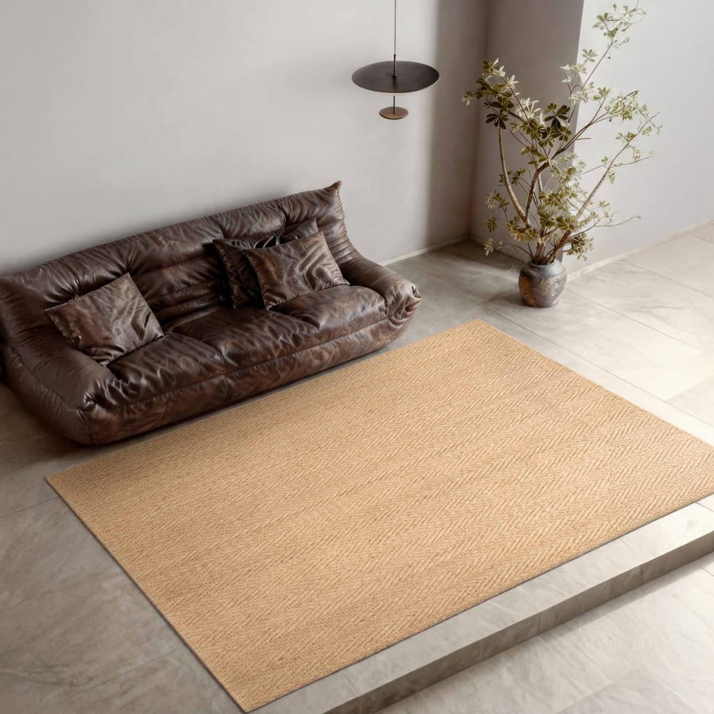 Tapis en Jute 160x230cm à chevrons Fait Main Beige — vue 3