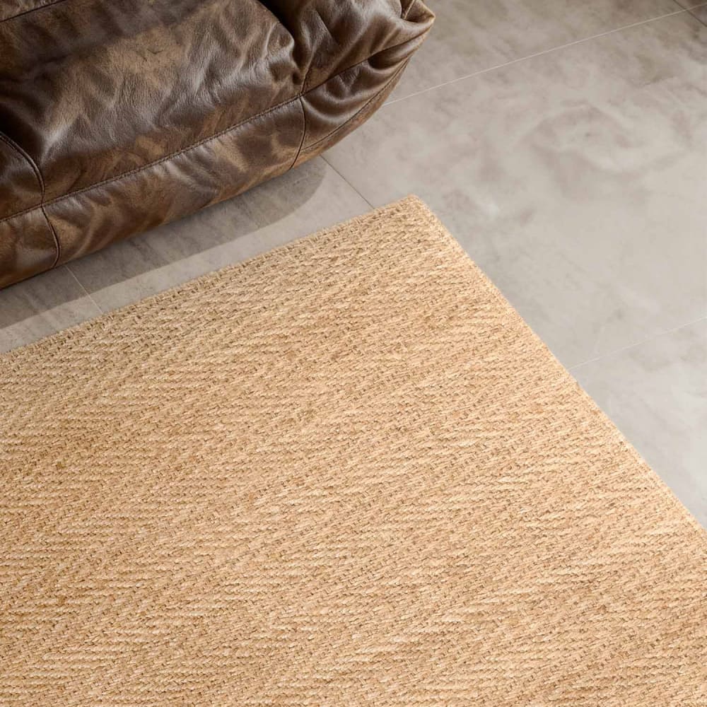 Tapis en Jute 160x230cm à chevrons Fait Main Beige — vue 4
