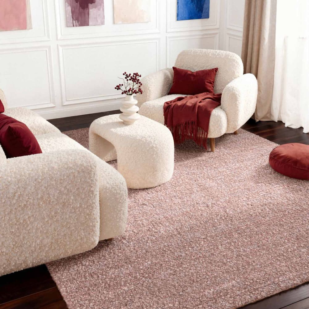 Tapis bouclés à poils courts rose poudrée 160x230cm — vue 3