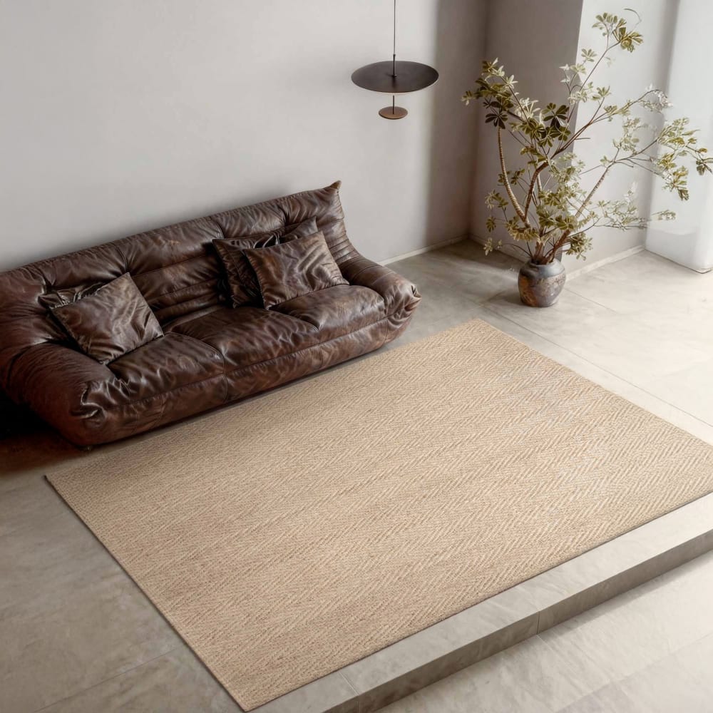 Tapis en Jute 160x230cm à chevrons Fait Main Ivoire — vue 3