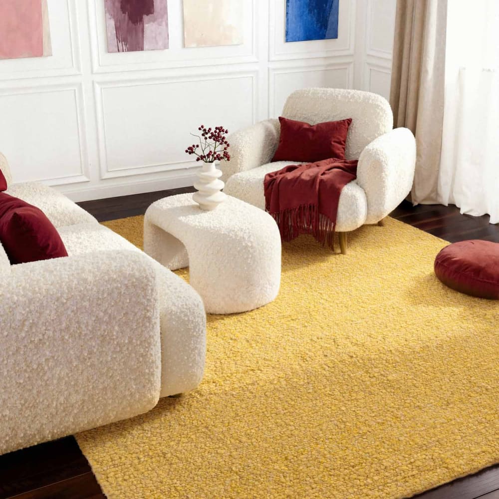 Tapis bouclés à poils courts jaune 200x290cm — vue 3