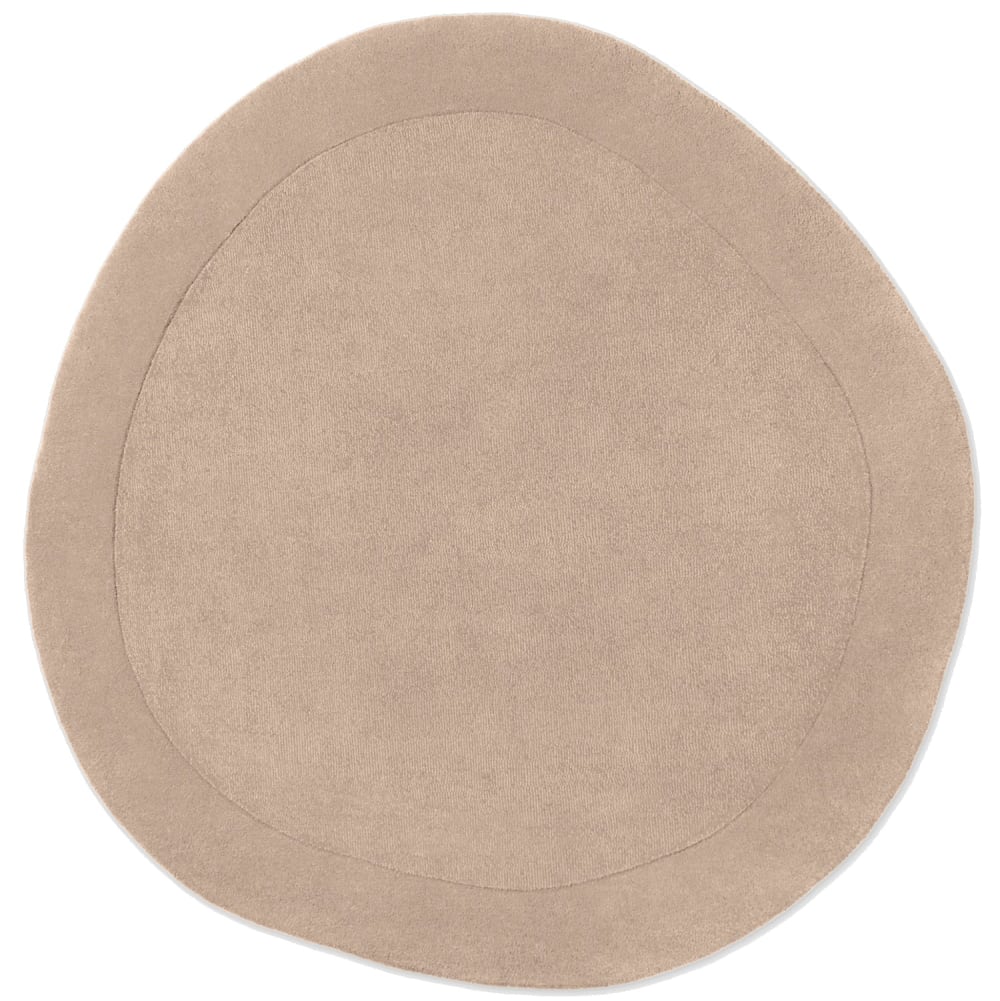 Tapis en laine rond organique tufté main Beige - 160cm