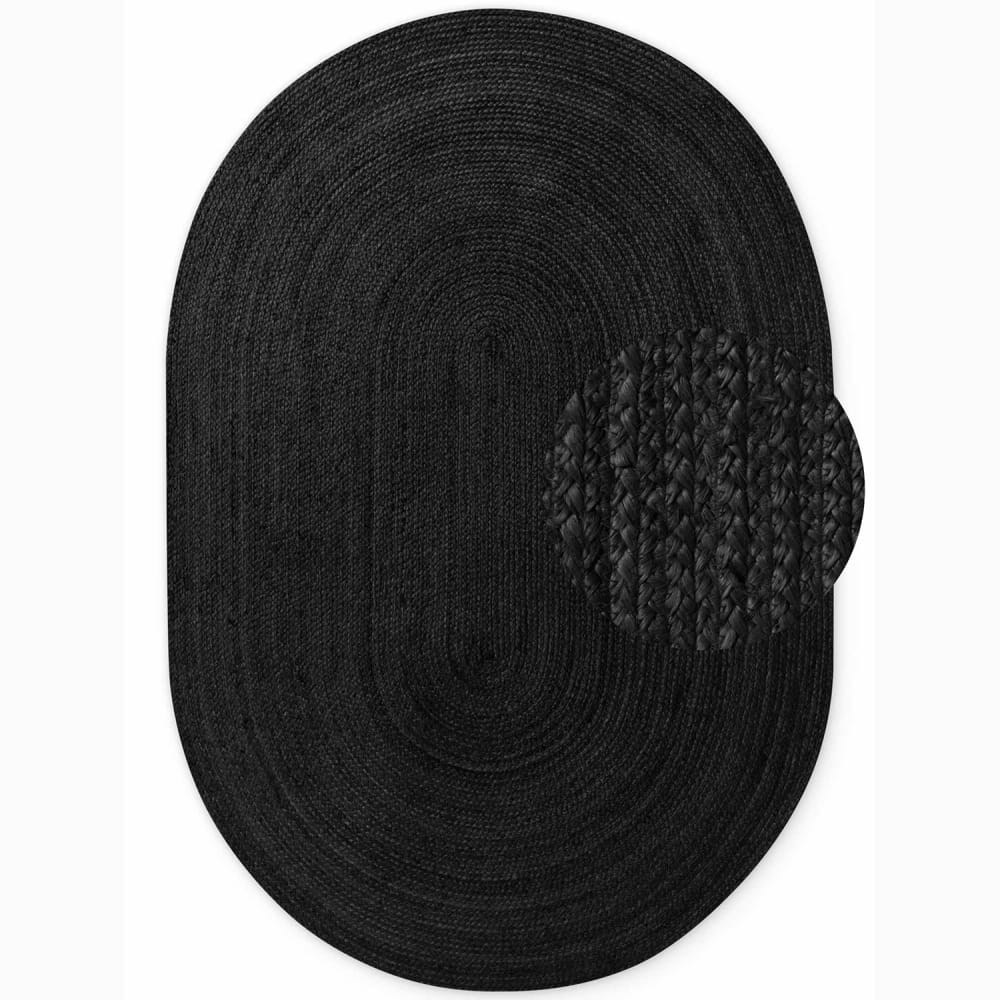 Tapis Ovale en Jute Noir 160x230cm