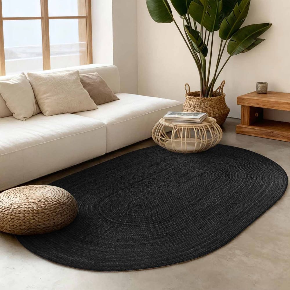 Tapis Ovale en Jute Noir 160x230cm — vue 3