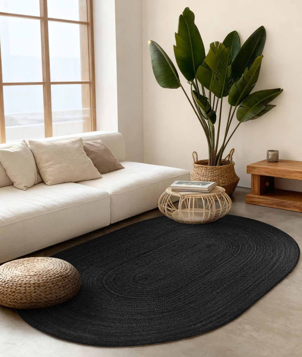 Tapis Ovale en Jute Noir 160x230cm — vue 4