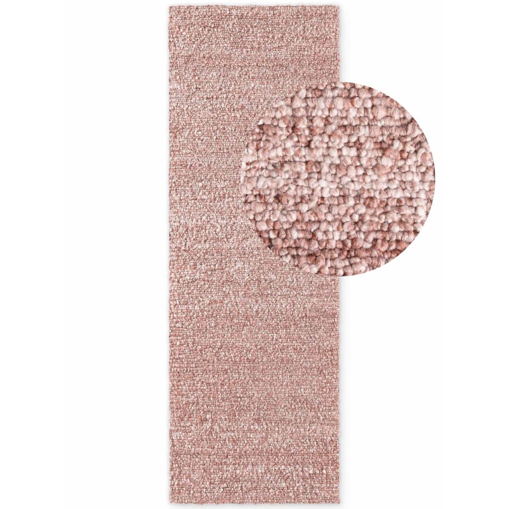 Tapis Bouclés à poils courts Rose Poudrée 80x300cm