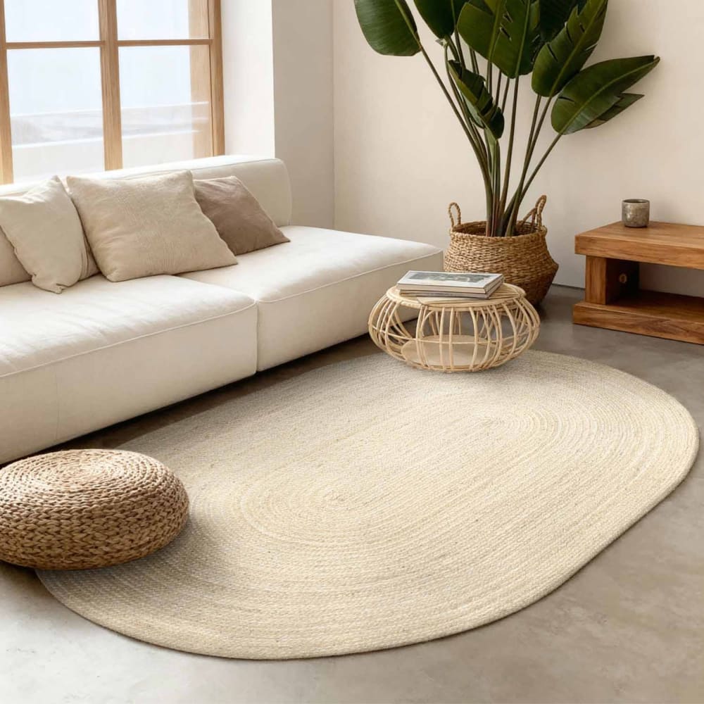 Tapis Ovale en Jute Ivoire 160x230cm