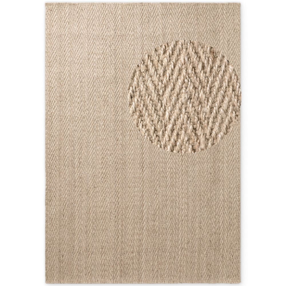 Tapis en Jute 200x300cm à chevrons Fait Main Ivoire