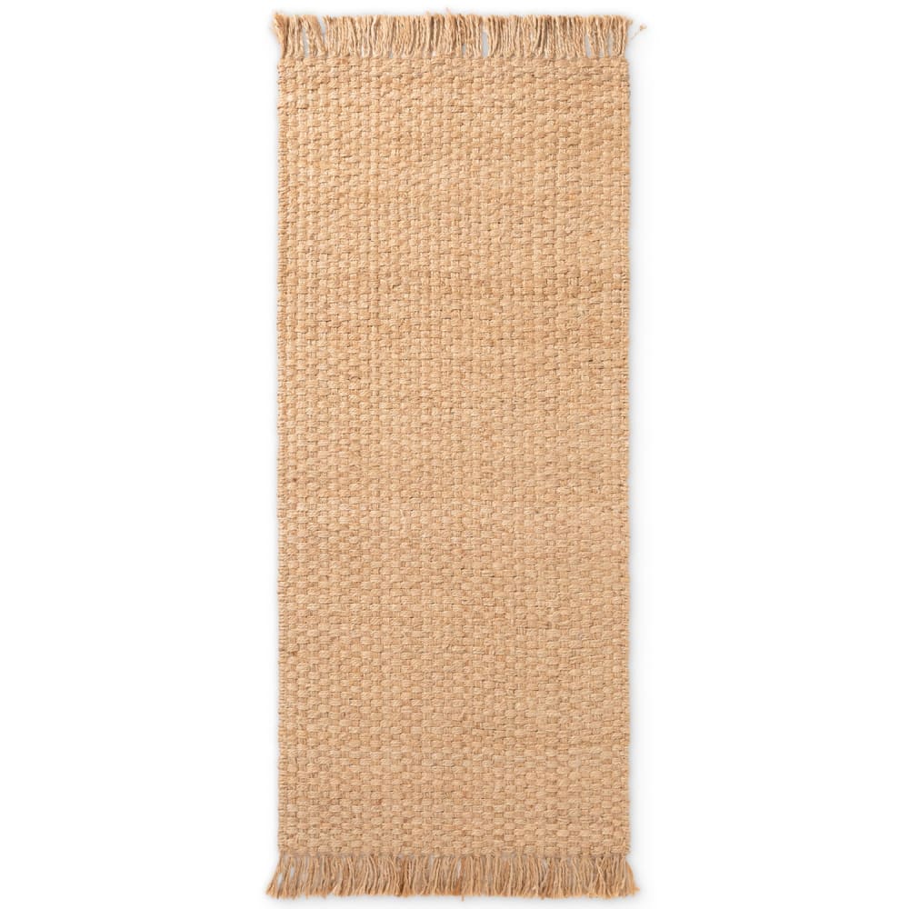 Tapis Jute à franges Fait Main Beige 80x200cm