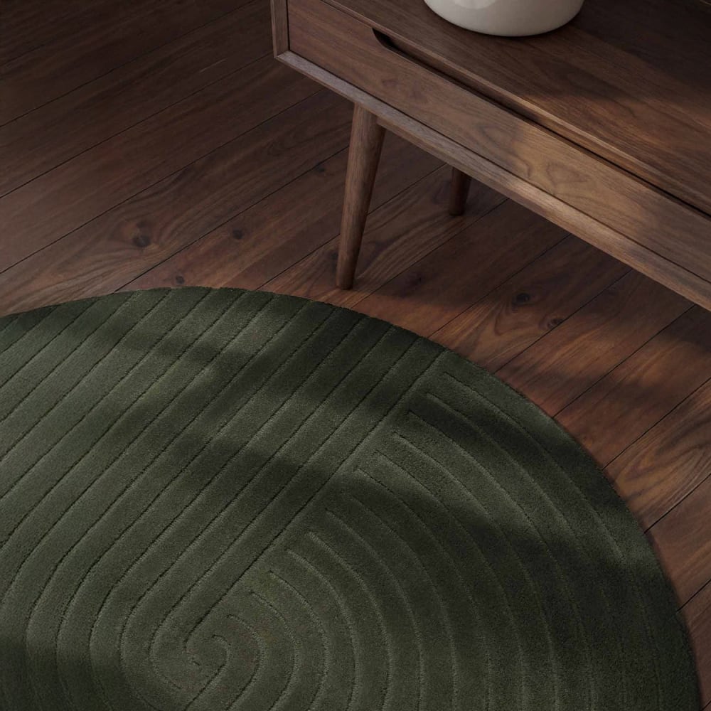 Tapis rond en laine tuftée main vert 200cm — vue 4