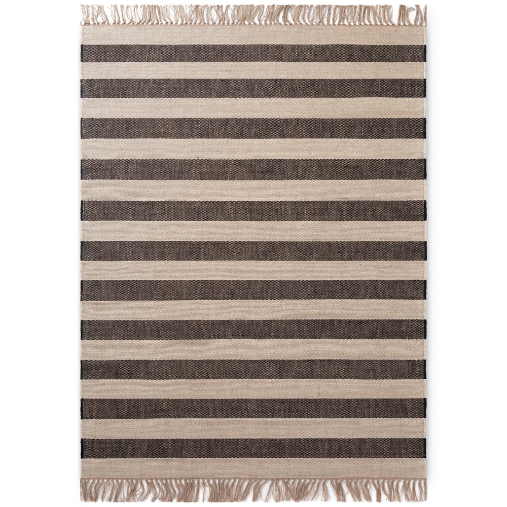 Tapis Jute à franges Fait Main Crème et Marron 200x300cm